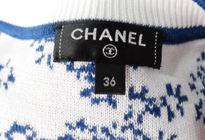 Chanel Blue & White Interlocking CC Logo Knit Dress With Pockets