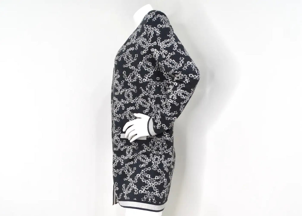 Chanel Grey & White Interlocking CC Logo Knit Cardigan