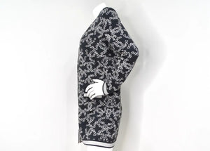 Chanel Grey & White Interlocking CC Logo Knit Cardigan