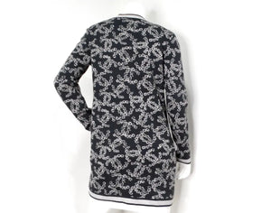 Chanel Grey & White Interlocking CC Logo Knit Cardigan