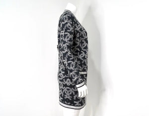 Chanel Grey & White Interlocking CC Logo Knit Cardigan