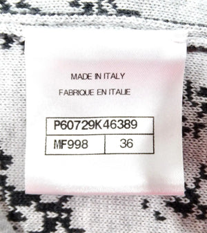 Chanel Grey & White Interlocking CC Logo Knit Cardigan