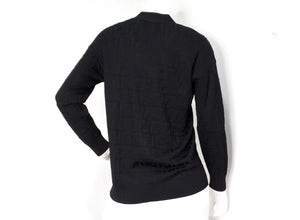 Fendi Black Zucca Monogram Knit V-Neck Cardigan