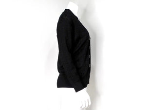 Fendi Black Zucca Monogram Knit V-Neck Cardigan