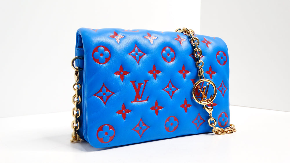 Louis Vuitton Monogram Pochette Coussin Blue & Red Lambskin Bag