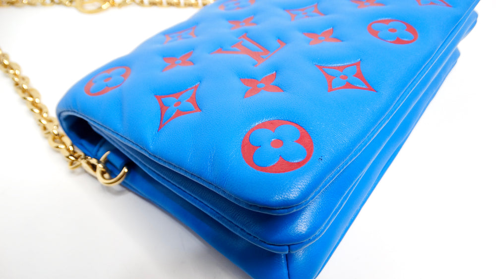 Louis Vuitton Monogram Pochette Coussin Blue & Red Lambskin Bag