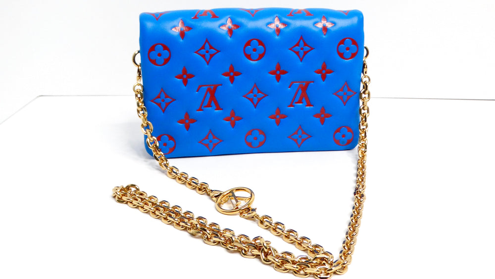 Louis Vuitton Monogram Pochette Coussin Blue & Red Lambskin Bag