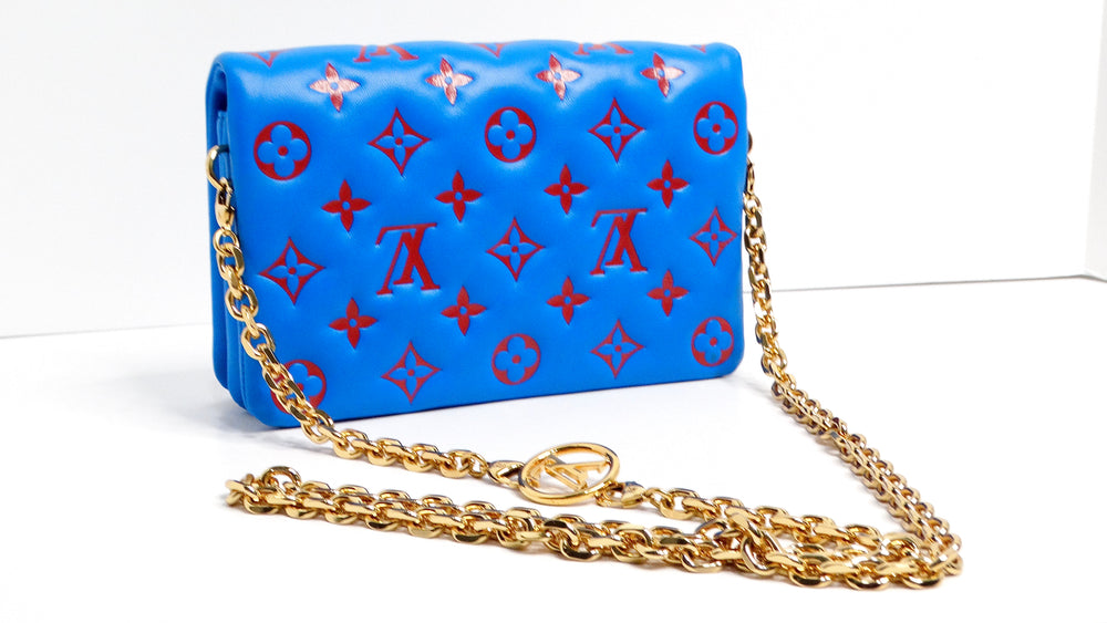 Louis Vuitton Monogram Pochette Coussin Blue & Red Lambskin Bag