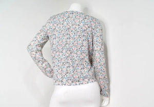 Chanel White Cotton Logo Sequins Long-Sleeve Top
