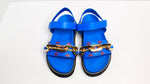 Louis Vuitton Monogram Chain Strap Blue & Red Leather Sandals