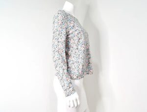 Chanel White Cotton Logo Sequins Long-Sleeve Top