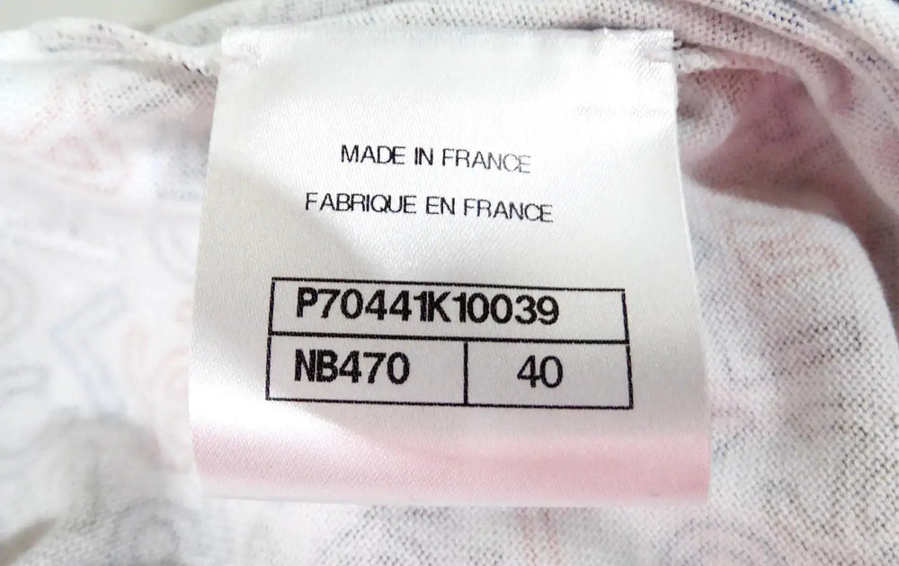 Chanel White Cotton Logo Sequins Long-Sleeve Top