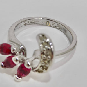 1970 Silver Plated Synthetic Ruby Ring