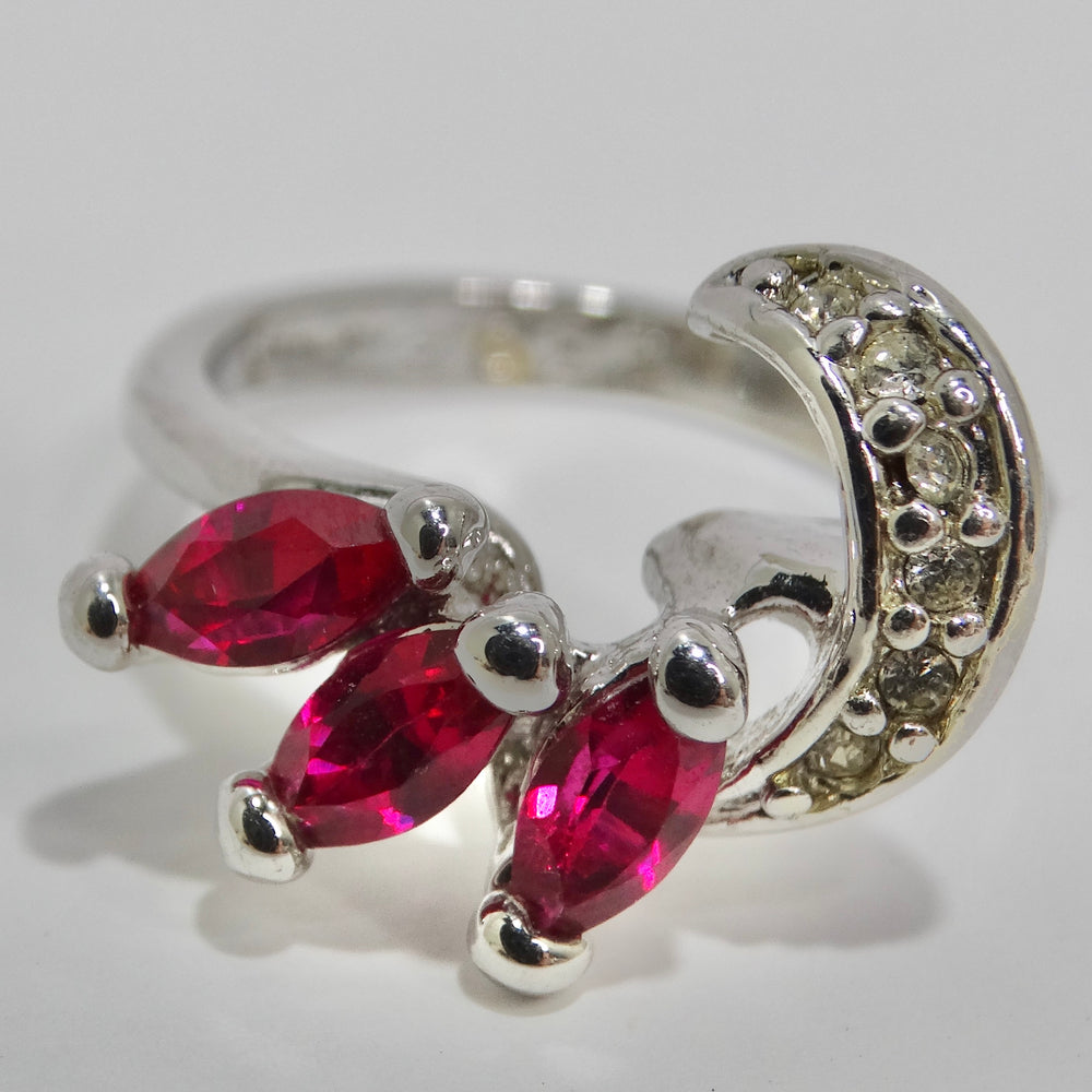 1970 Silver Plated Synthetic Ruby Ring