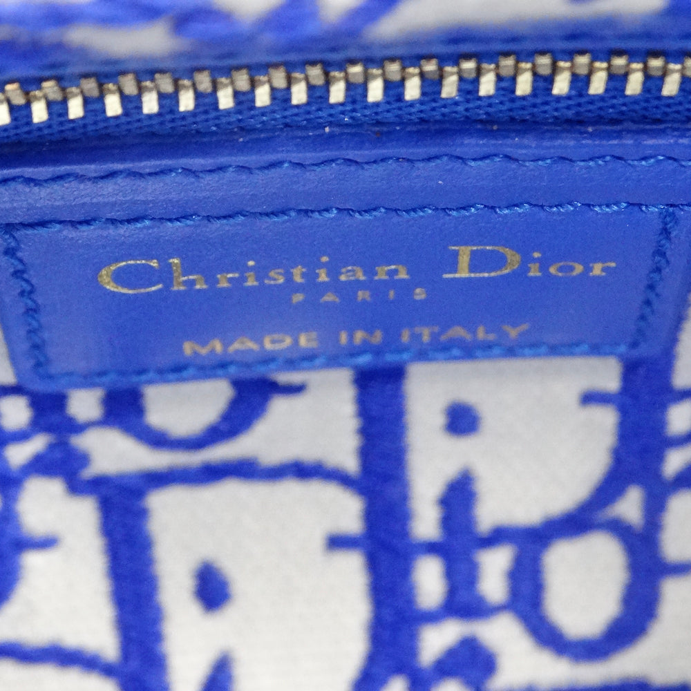 Christian Dior Wicker Oblique Mini Lady Dior Bag Florescent Blue