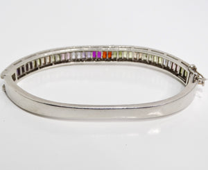 1990s with the Vintage Multicolor Rhinestone Silver Bracelet