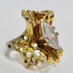 1970s Cubic Zirconia Gold Plated Ring