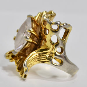 1970s Cubic Zirconia Gold Plated Ring