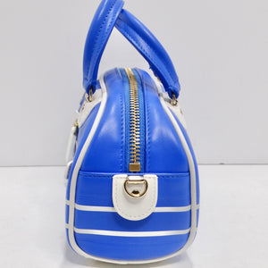 Christian Dior Micro Vibe Zip Bowling Bag Blue Leather