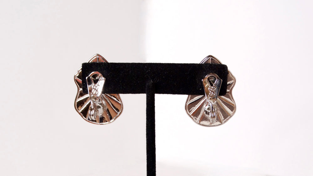 1980s Yves Saint Laurent Crystal & Costume Pearl Clip-On Earrings