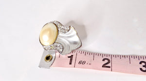 1980s Yves Saint Laurent Crystal & Costume Pearl Clip-On Earrings