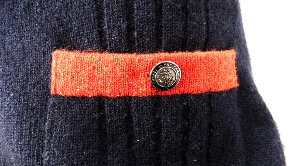 Chanel Navy Blue & Orange Cashmere Knit Mini Skirt