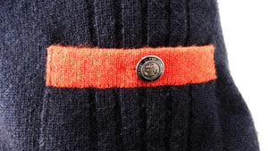 Chanel Navy Blue & Orange Cashmere Knit Mini Skirt