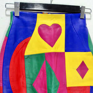Michael Hoban 1980s Multicolor Leather Pencil Skirt