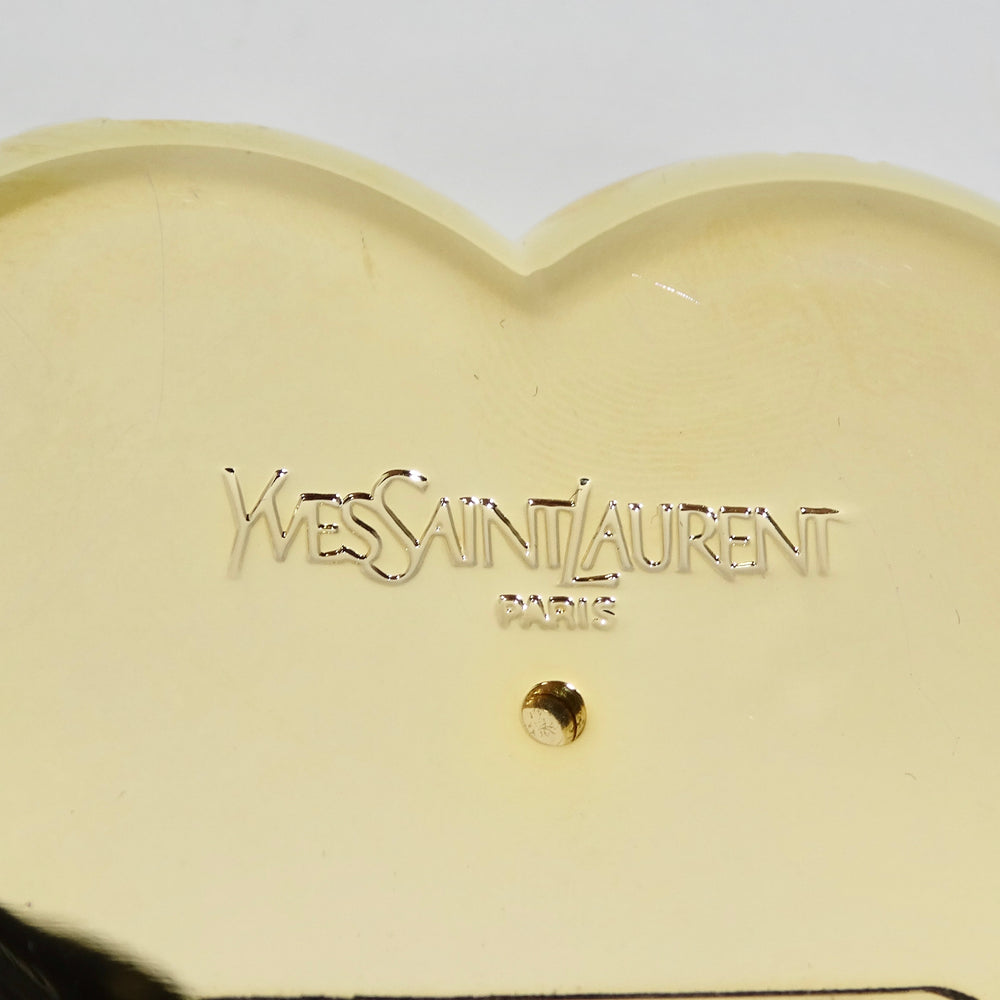 Yves Saint Laurent 1980s Gem Encrusted Heart Shaped Compact Mirror