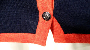 Chanel Navy Blue & Orange Cashmere Knit Mini Skirt