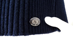 Chanel Navy Blue & Orange Cashmere V-Neck Top