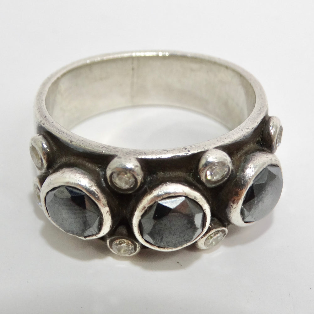 1970 Pure Silver Synthetic Diamond Ring
