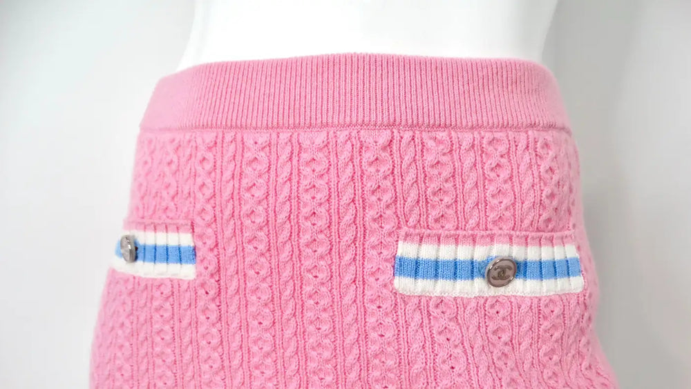 Chanel Pink Cashmere & Cotton Blend Knit Mini Skirt