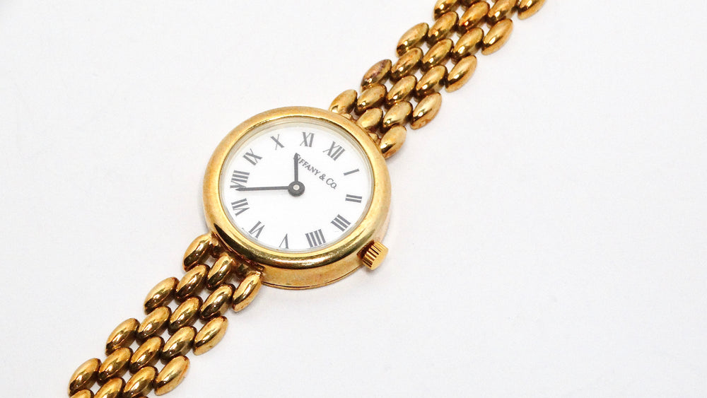 1980s Tiffany & Co. 14k Yellow Gold Round Face Classic Wristwatch