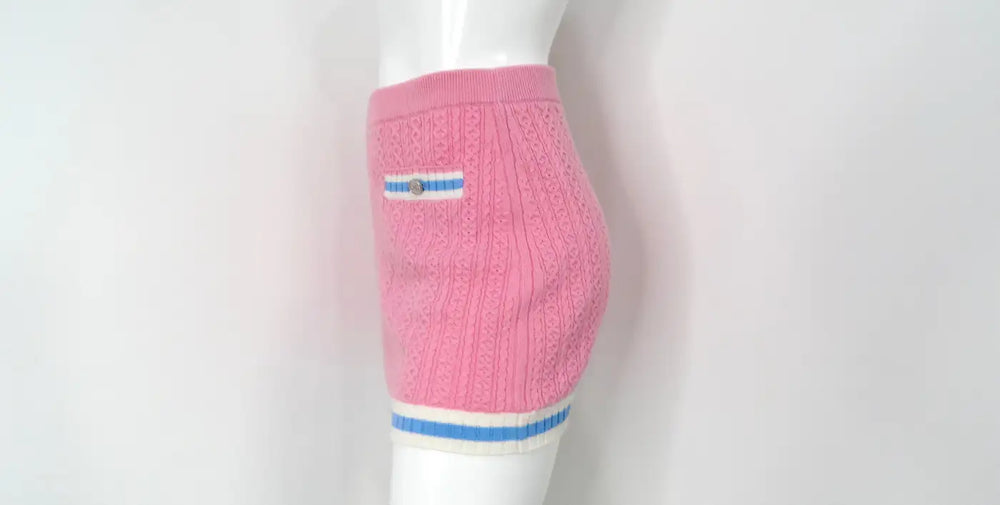 Chanel Pink Cashmere & Cotton Blend Knit Mini Skirt