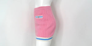 Chanel Pink Cashmere & Cotton Blend Knit Mini Skirt