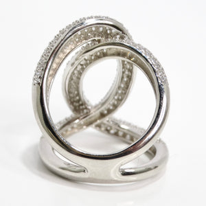 1990s Swarovski Crystal Silver Chanel Inspired Ring