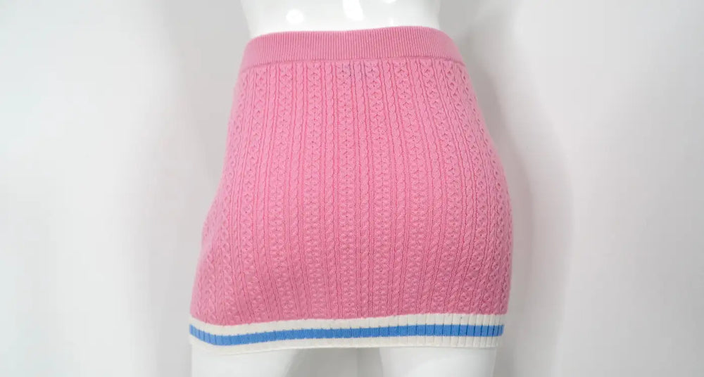 Chanel Pink Cashmere & Cotton Blend Knit Mini Skirt