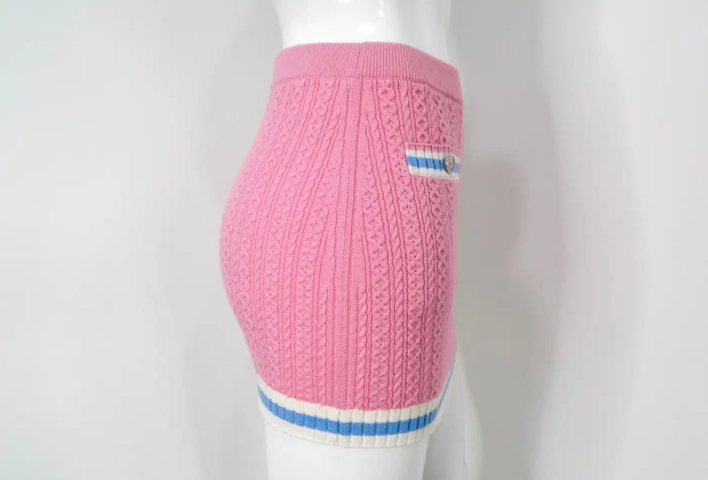 Chanel Pink Cashmere & Cotton Blend Knit Mini Skirt