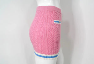 Chanel Pink Cashmere & Cotton Blend Knit Mini Skirt