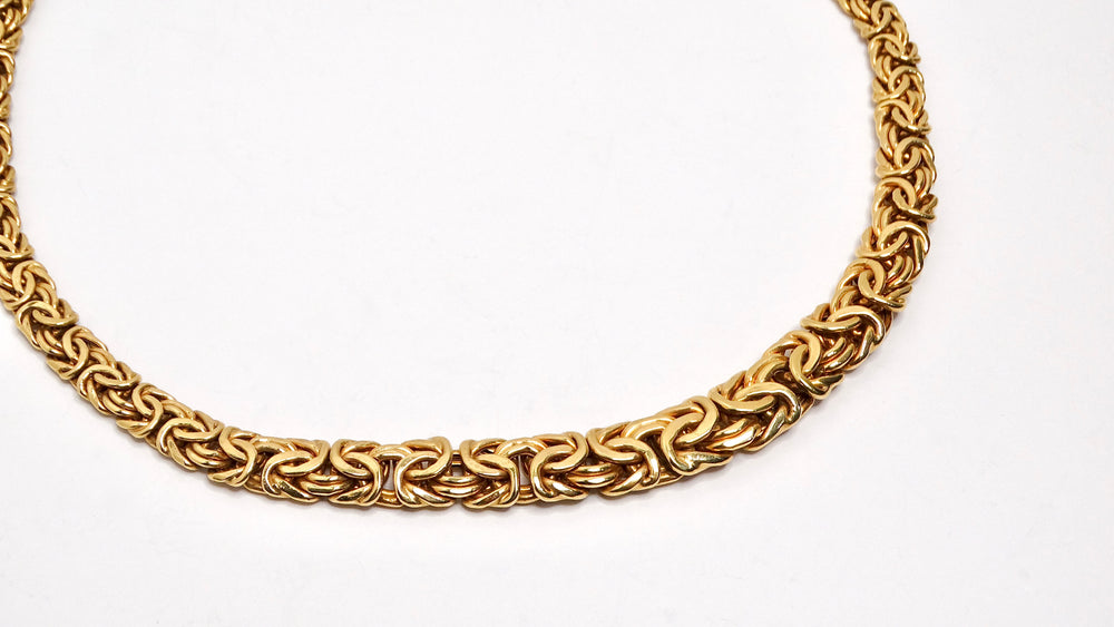 14k Yellow Gold Byzantine Graduated Chain Collar Necklace