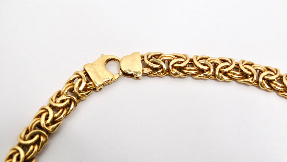 14k Yellow Gold Byzantine Graduated Chain Collar Necklace