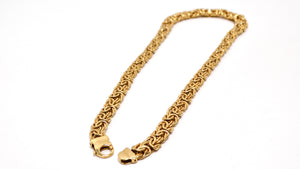 14k Yellow Gold Byzantine Graduated Chain Collar Necklace