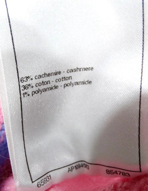Chanel Pink Cashmere & Cotton Blend Knit V-Neck Sweater
