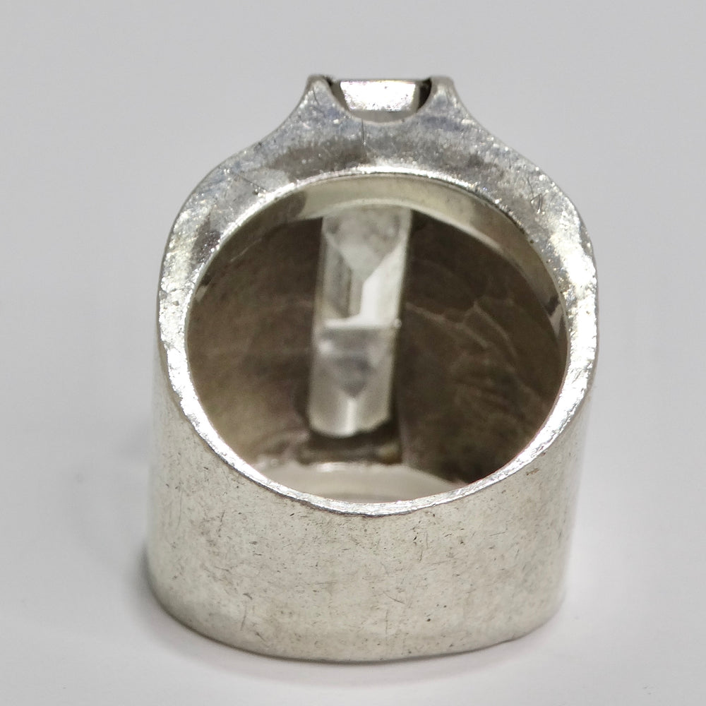 1960 Pure Silver Synthetic Diamond Cocktail Ring