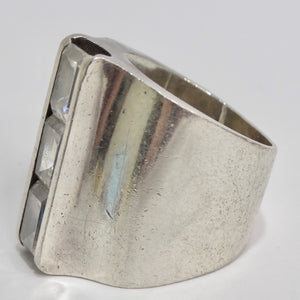 1960 Pure Silver Synthetic Diamond Cocktail Ring