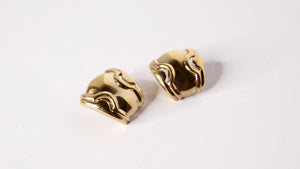 1980s Panetta 18k Gold Plated Abstract Geometric Clip-On Earrings