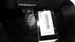 Giorgio Armani Black Velvet Gathered Leather Brim Hat circa Y2K