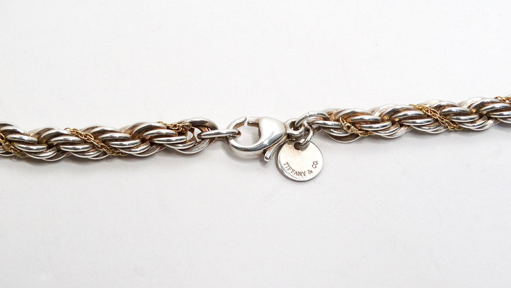 Tiffany & Co Rope Chain Sterling Silver and 14K Gold Necklace