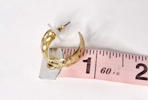 1990s 14k Gold Plated Anuhea Style Heart Etched Hoop Earrings